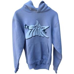 Graphic Hoodie Women's Small Light Blue Pullover Streetwear
